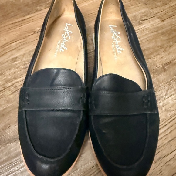 Life Stride Shoes - Life Stride Black Leather Loafers for Women